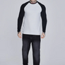 SikSilk - White and Black LS Muscle Fit T-Shirt